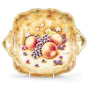 A ROYAL WORCESTER FRUIT PAINTED TUDOR TRAY