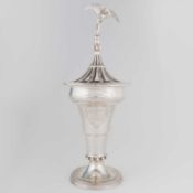 AN ARTS AND CRAFTS SILVER TROPHY CUP AND COVER