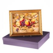 A ROYAL WORCESTER FRUIT PAINTED PLAQUE