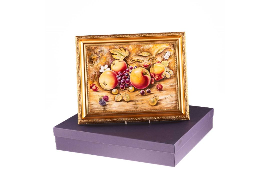 A ROYAL WORCESTER FRUIT PAINTED PLAQUE