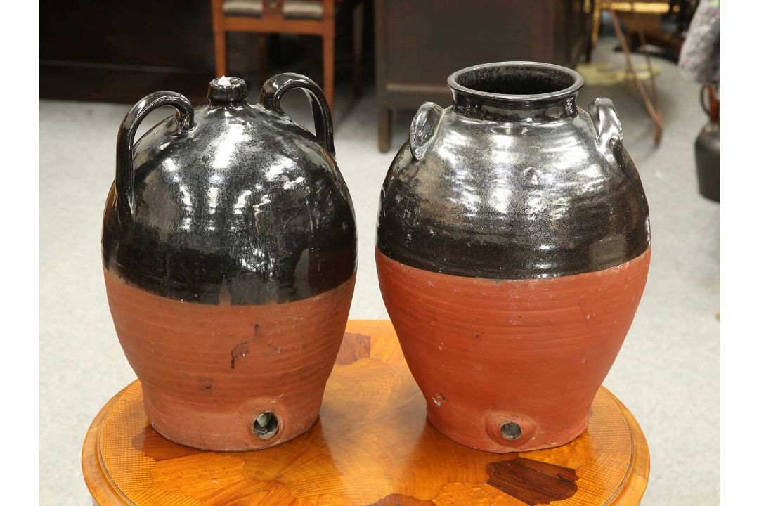 TWO LARGE STONEWARE CROCKS