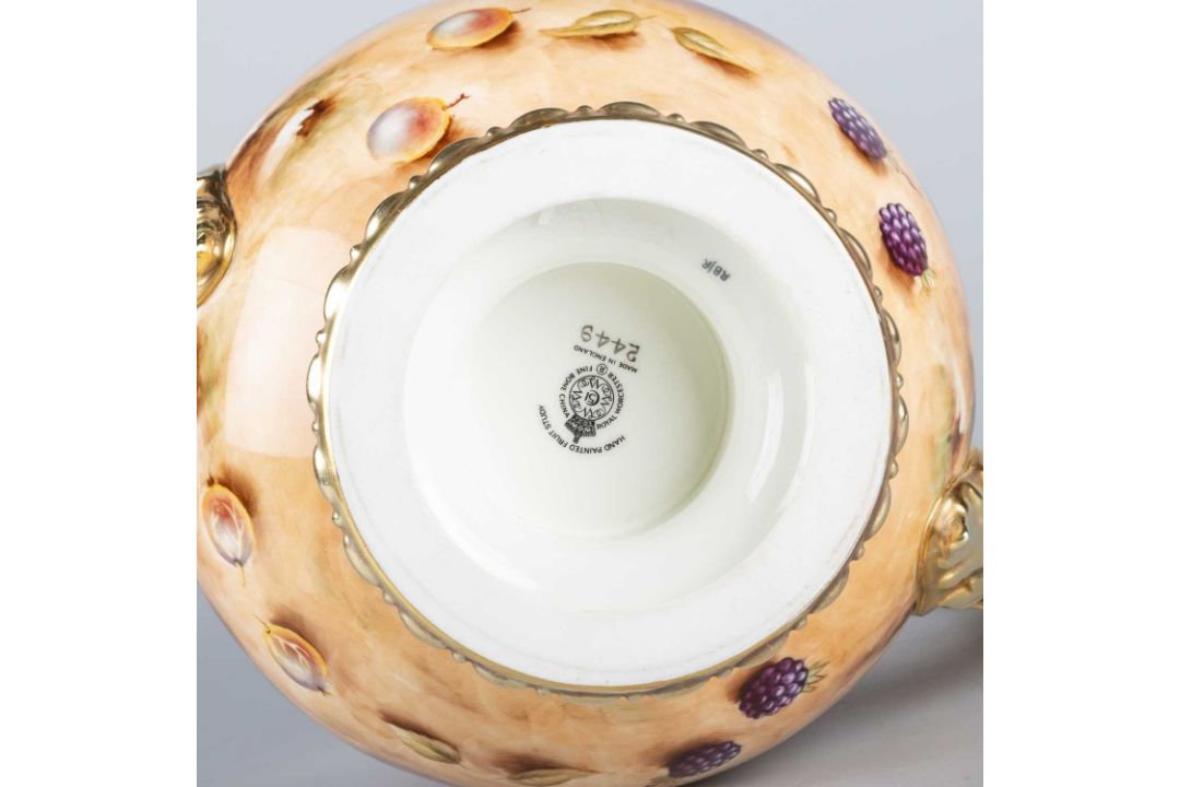 A RARE ROYAL WORCESTER FRUIT PAINTED LOVING CUP - Image 2 of 2