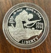1991–1995-W $1 Silver World War II 50th Anniversary Commemorative Proof, 1 oz
