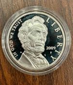 2009-p Abraham Lincoln $1 Silver Commemorative Silver Dollar Proof , 1 oz