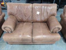 brown leather loveseat