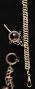 Pocket watch chain with pocket watch key and amethyst, decorated links 