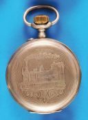 Large silver railroad pocket watch, in movement and case marked with factory mark "Trophée".