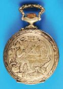 Large motif pocket watch with anglers, Doxa Anti-Magnetique,
