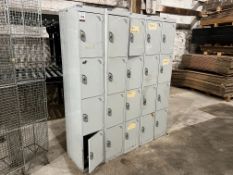5no. OMP Steel 4 Bank Personnel Lockers, Note: 7no. Keys Present