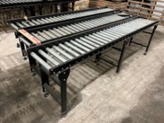 3no. Steel Frame Gravity Fed Roller Conveyor Sections