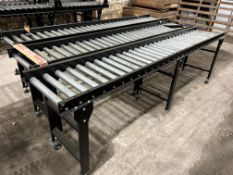 3no. Steel Frame Gravity Fed Roller Conveyor Sections