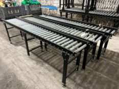 3no. Steel Frame Gravity Fed Roller Conveyor Sections
