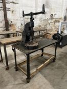Denbigh No. 6 Fly Press, 6 Inch Throat, Mounted on Timber Top Workbench, 1550 x 770 x 1800mm