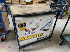 Mobile Work Bench, Complete With Double Door Cupboards & Contents, Vice, 1050 x 600 x 1050mm