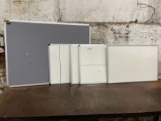 4no. Wall Mounted White Boards, 900 Wide x 600mm High & Wall Mounted Notice Board, 1200 Wide x 900mm