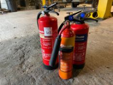 3no. Fire Extinguishers Comprising, CO2, Form & Powder