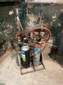 Mobile Gas Tank Trolley & Burning Torch as Lotted Please Note Gas Tanks Not Included