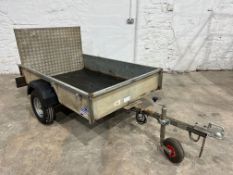 Ifor Williams Single Axel Trailer, with Chequered Back Plate, The trailer bed measure 1840 mm x 1220