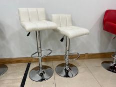 2no. White Leatherette Height Adjustable Stools with Chrome Base, Lot Location: Ground Floor