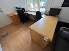 U-Shaped' Timber Desk, 3020 x 1750mm Complete with 2no. Office Chairs & AOC 19