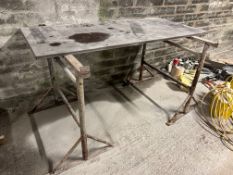 2no. Steel Trestles Complete With Dexton Slab, 980mm Wide, Lot Location: Upper Building. Please