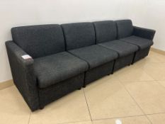 4-Section Fabric Reception Style Upholstered Sofa, 2550mm Long & 620mm Deep Lot Location: Ground