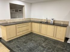 Entire Kitchen Display Section Complete With; Granite Work Tops - Note 2no. Different Styles, Timber