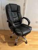 Leatherette Mobile Office Chair with Contrasting Stitching and Chrome Base. Lot Location: Office