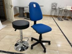 Mobile Office Chair & Black Leatherette Stool, Lot Location: Ground Floor