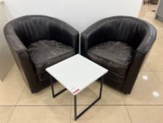 2no. Leatherette Bucket Chairs Complete With Granite Top Coffee Table 440 x 440 x 420mm, Lot