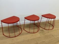 3no. Red Plastic Make Up Stools