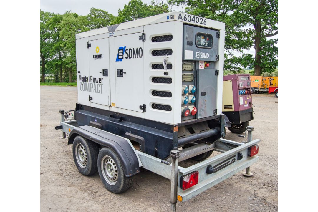 SDMO R66 60 kva diesel driven trailer mounted mobile generator Recorded hours: 12210 A604026, - Image 2 of 8