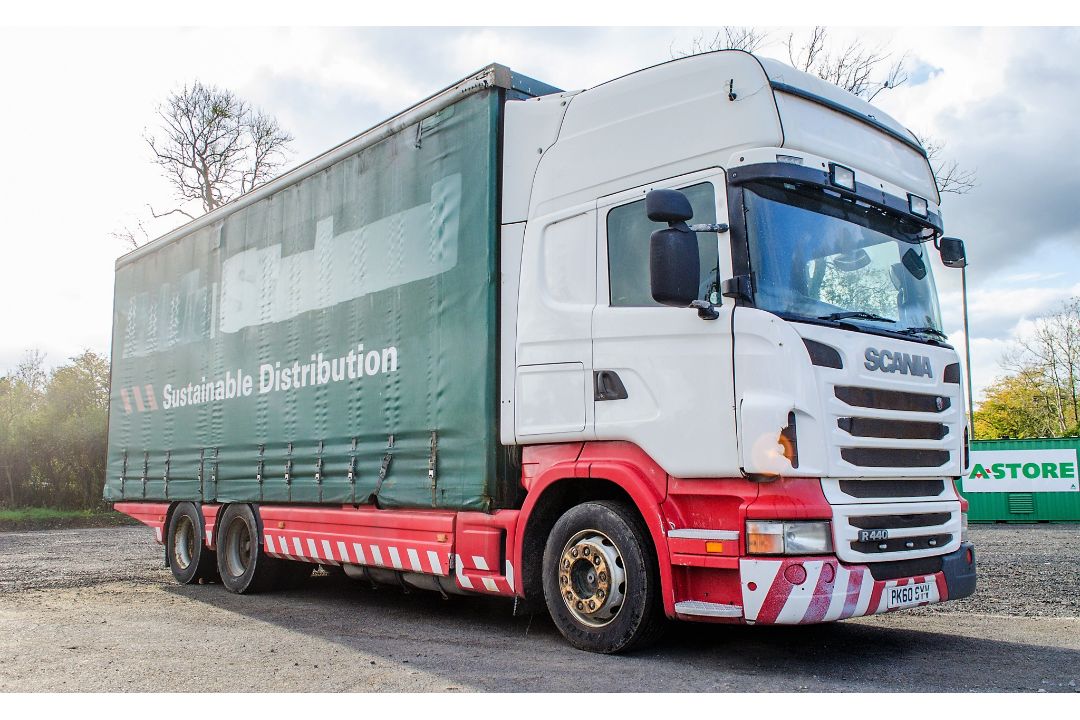 Scania R440 Topline 26 tonne 6 x 2 curtain sided draw bar lorry Registration Number: PK60 SYV Date - Image 2 of 19