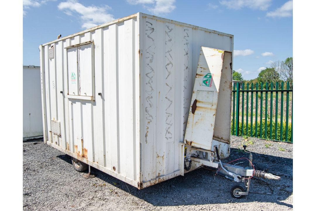 12 ft x 8 ft steel anti-vandal mobile welfare site unit Comprising of: Canteen area, toilet & - Image 1 of 11
