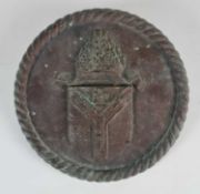 A Royal Navy style bronze ship's gun tompion for HMS Canterbury (1915), 20cm diameter