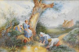 Attributed to Samuel Bourne (1834-1912) Fishing in a Stream, after Miles Birket Foster