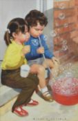 Harry Wingfield (1910-2002) Blowing Bubbles
