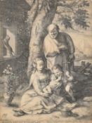 After Heinrich Goltzius (Netherlandish School) The Holy Family with St John the Baptist