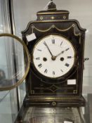 Late 18th/early 19th cent. Brass inlaid ebonised bracket clock, striking movement marked Grant,