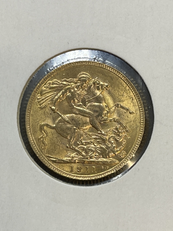 Coins/Numismatics: George V 1911 Gold Sovereign. - Image 3 of 3