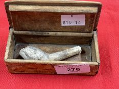 Collectables/Boxes: French P.O.W. snuff box, wood covered in pressed leather depicting a humorous