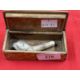 Collectables/Boxes: French P.O.W. snuff box, wood covered in pressed leather depicting a humorous - Image 1 of 3