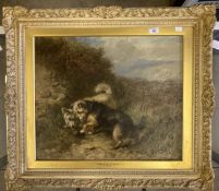 Thomas William Earl (active 1836-1885): Oil on canvas, 'Sparring for Opening' pair of terriers and