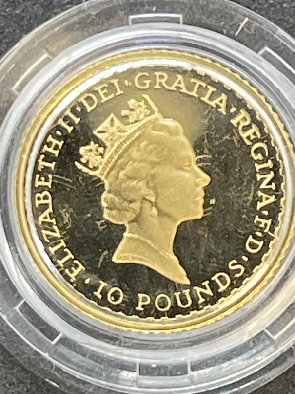 Coins/Numismatics: Royal Mint 1996 Gold Proof Tenth of a Ounce Britannia in Original Case with - Image 2 of 3