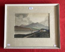 Rex. F. Hopes British (Bristol Savages) 1890-1982: Watercolour, cottage lake and mountains, signed