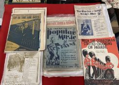 Ephemera: Collection of WWI and later sheet music plus promotional poster for The Army Show Canada's
