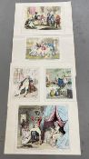 James Gilray (1757-1815): Folio of unframed caricatures to include Farmer Encombe, Mary of