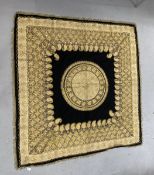 Early 20th cent. Anglo Indian gold wire work table covering, circular central panel surrounded by