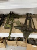 Agricultural Antiques: 19th cent. Cast iron blacksmith's vices, a pair. 39ins. x 24ins.