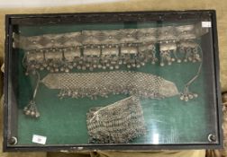 Tribal: Kabylia Algeria silver base metal mesh belt with dangling bells, charms and chains, possibly